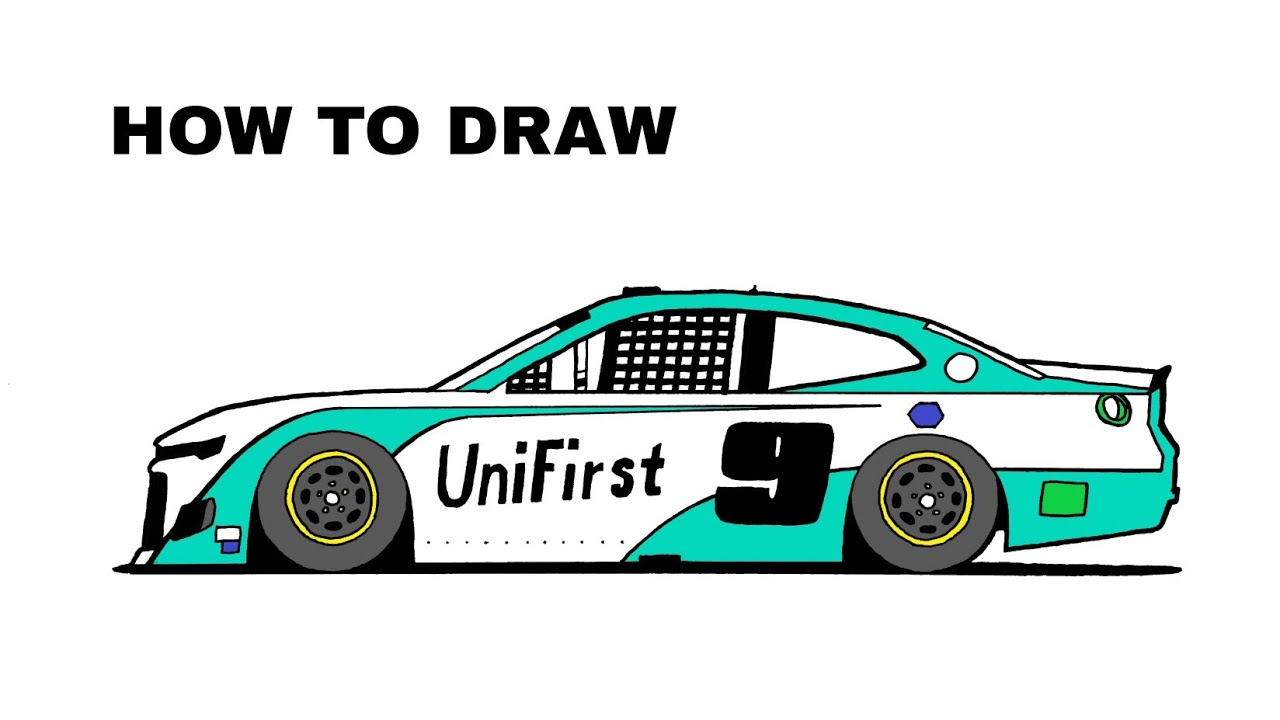 How To Draw A Chevrolet Camaro ZL1 NASCAR Race Car