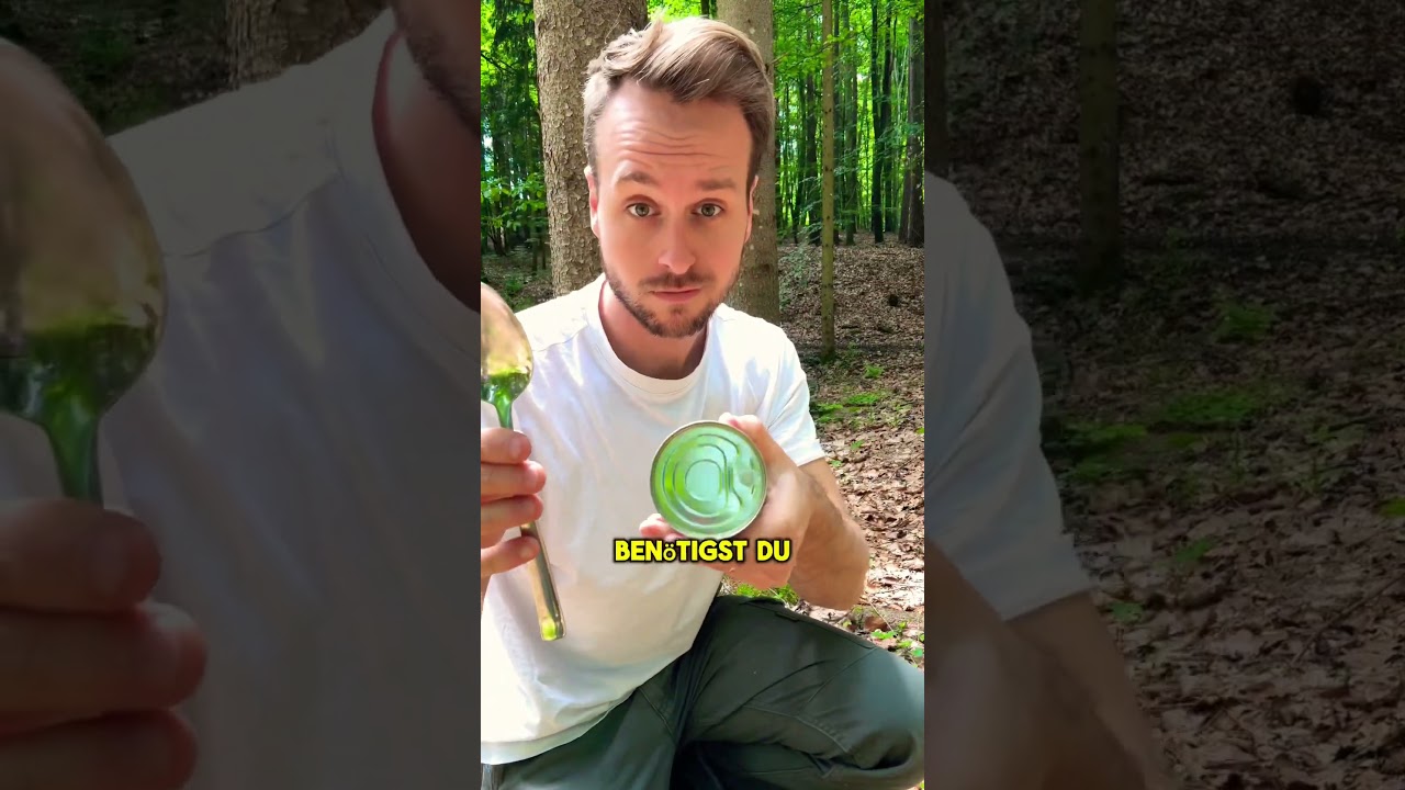 Konservendose ohne Dosen&ouml;ffner &ouml;ffnen?🥵🥫#dosen #konservendose #survivalskills #bushcraft