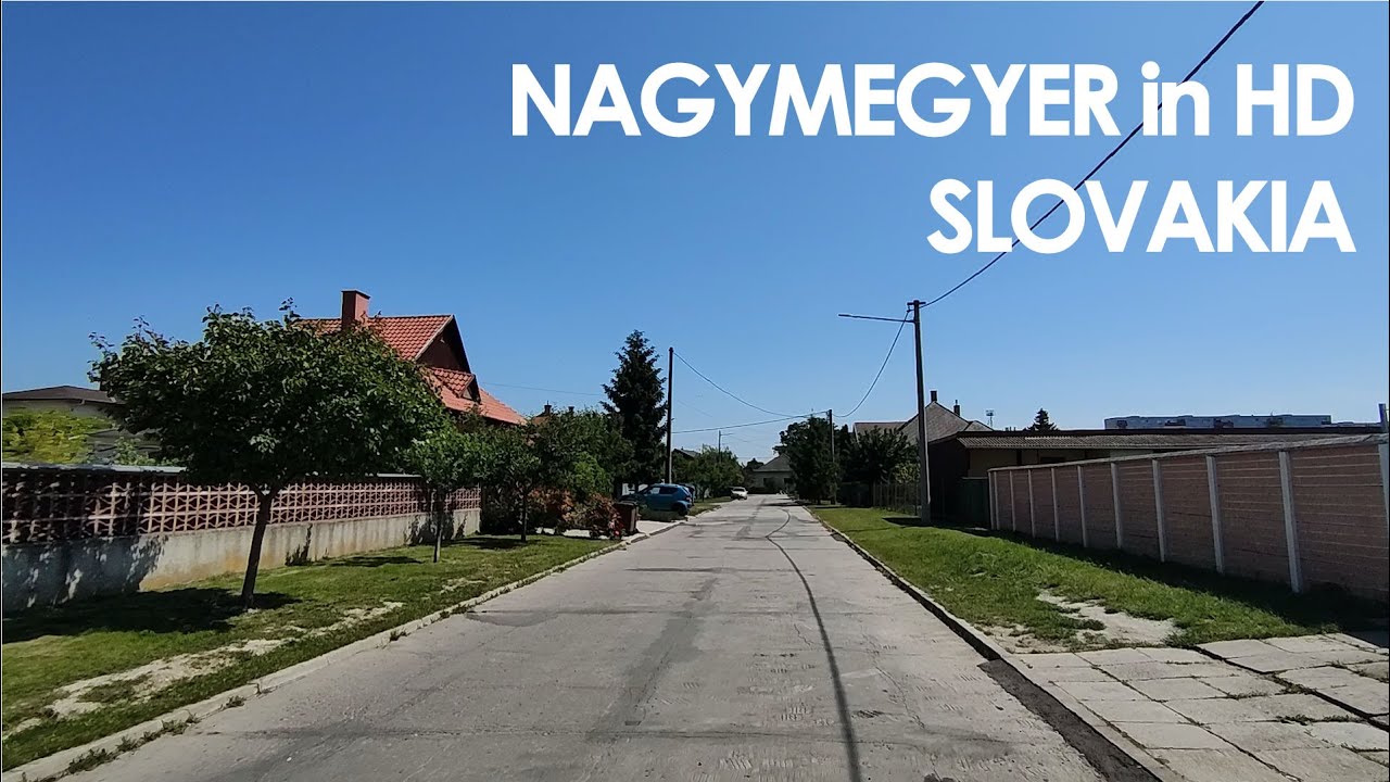 Peaceful small town Velky Meder - sun and blue sky
