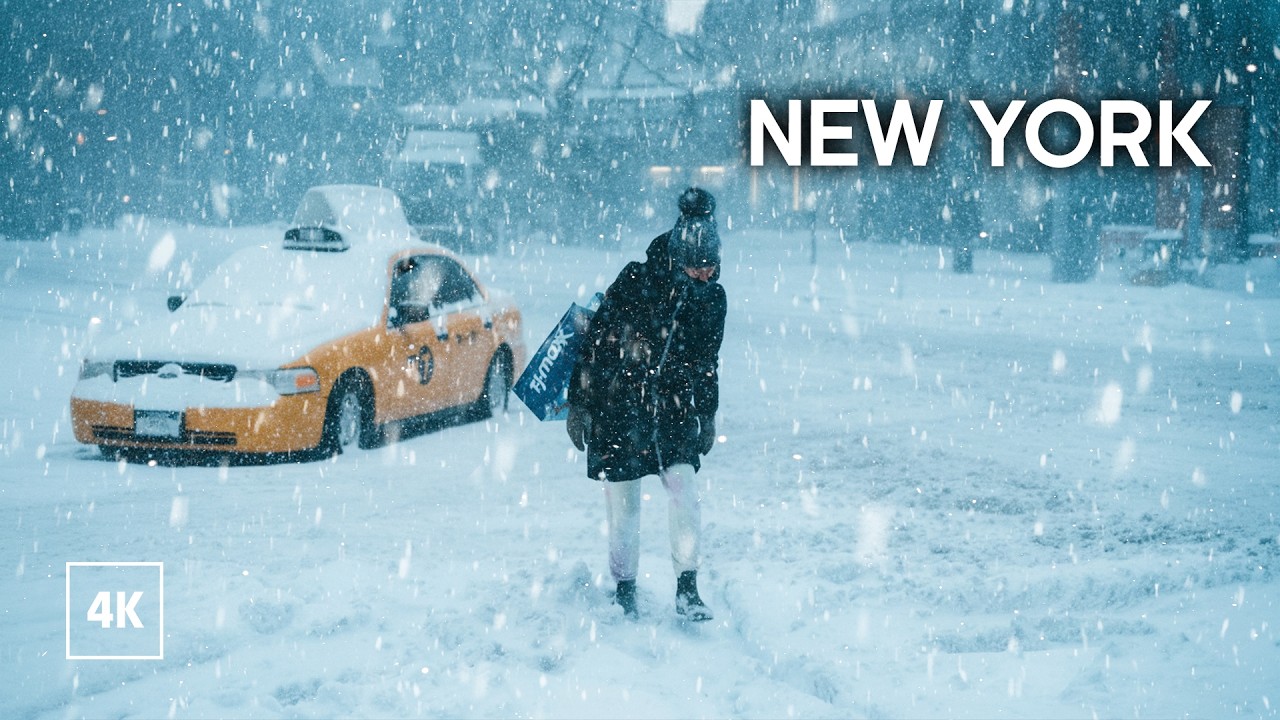 HEAVY SNOWSTORM in NEW YORK ❄️ Winter Ambiance in MANHATTAN ASMR