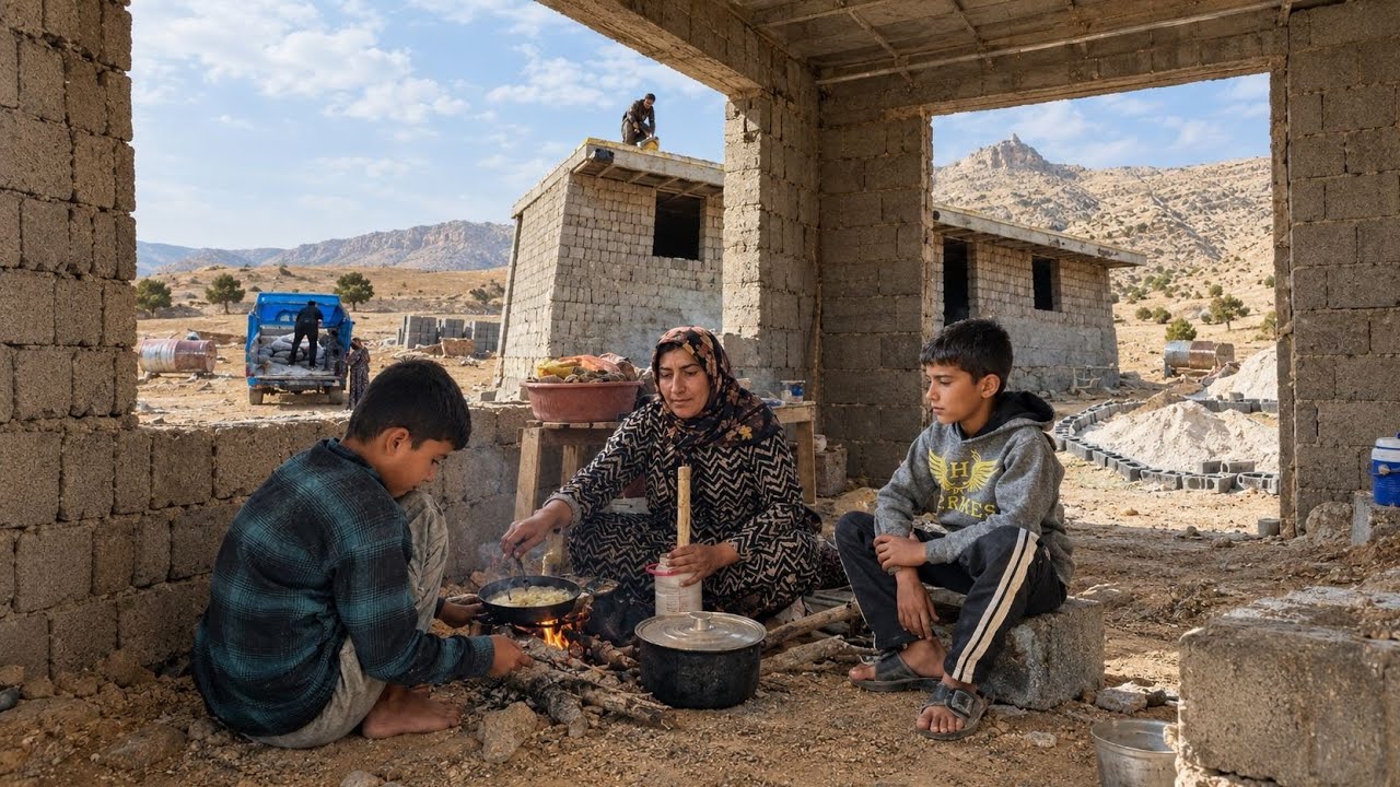 Nomadic Family Builds a Sturdy Home: Final Roofing Stage in the Plains