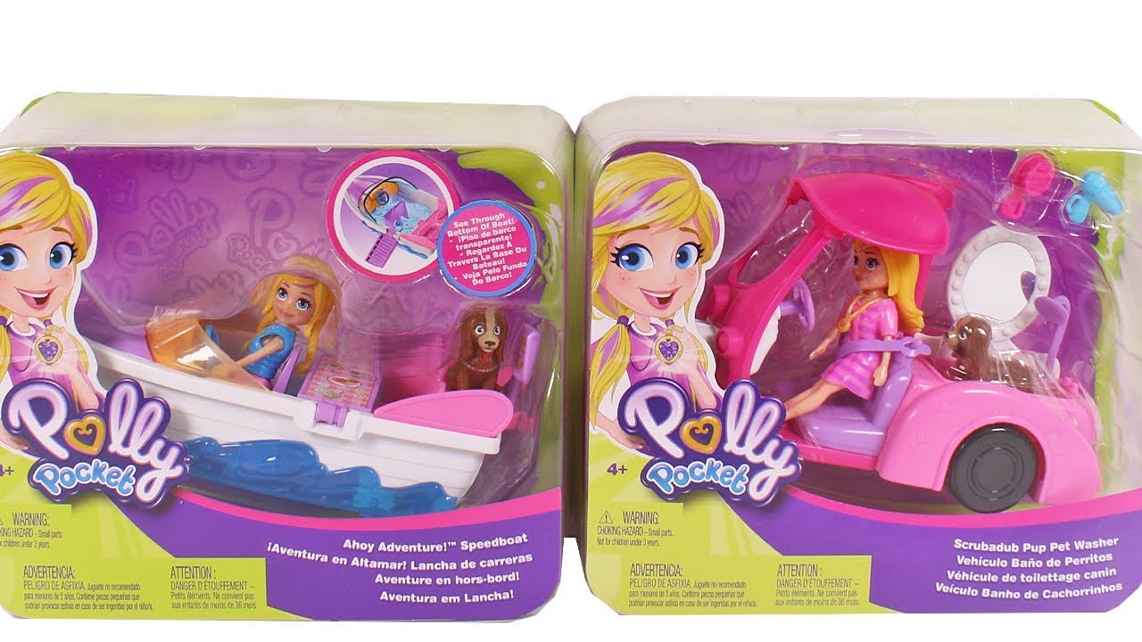 Polly Pocket Ahoy Adventure Speedboat and Scrubadub Pup Pet Washer Unboxing Toy Review