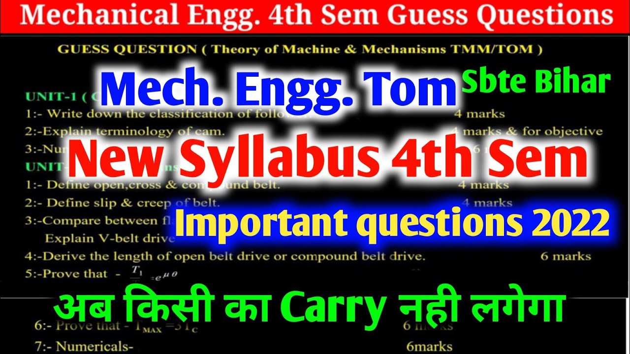 4th semester mechanical engineering Tom vvi important questions || 4th semester new syllabus 2022