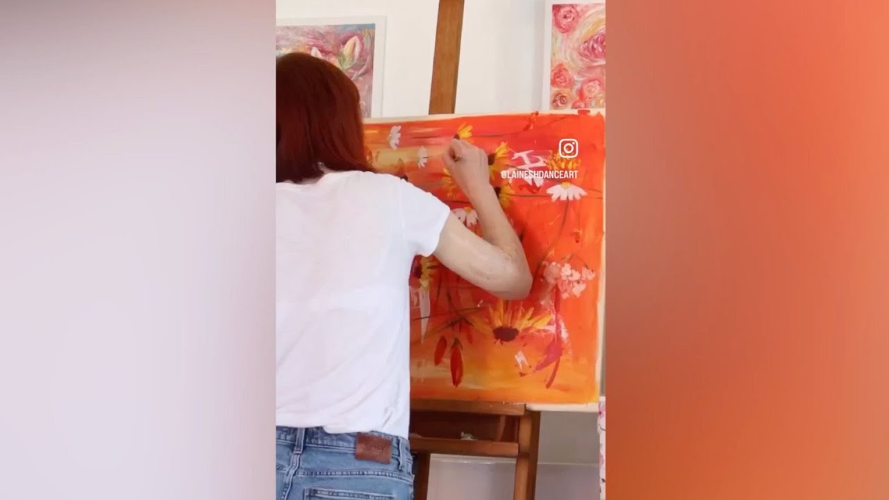 Acrylic painting process in time lapse | Fire of anger | Intuitive flower painting | La'inesh Art