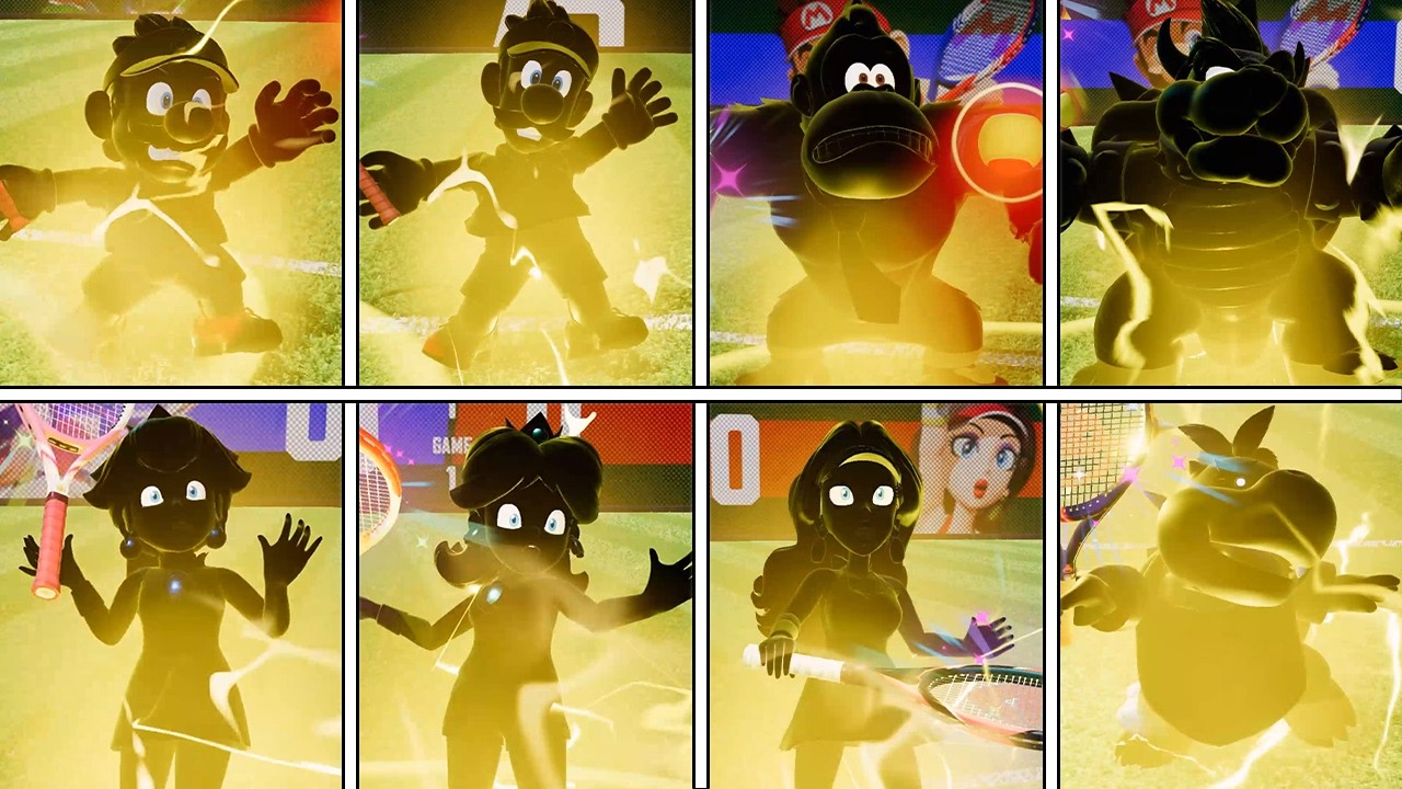 Mario Tennis Fever - All Character Getting Shocked
