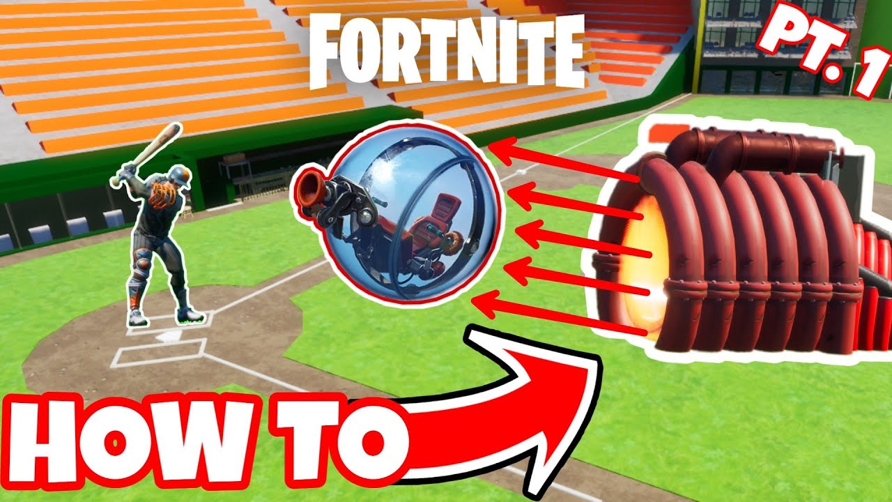 HOW TO BUILD A BASEBALL FIELD IN FORTNITE - PT.1 (PITCHING MACHINE)