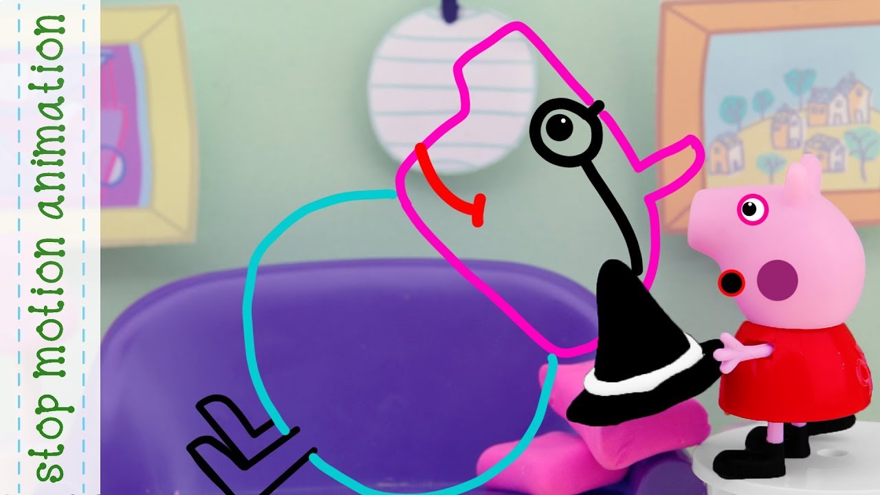The invisible hat Peppa Pig toys stop motion animation