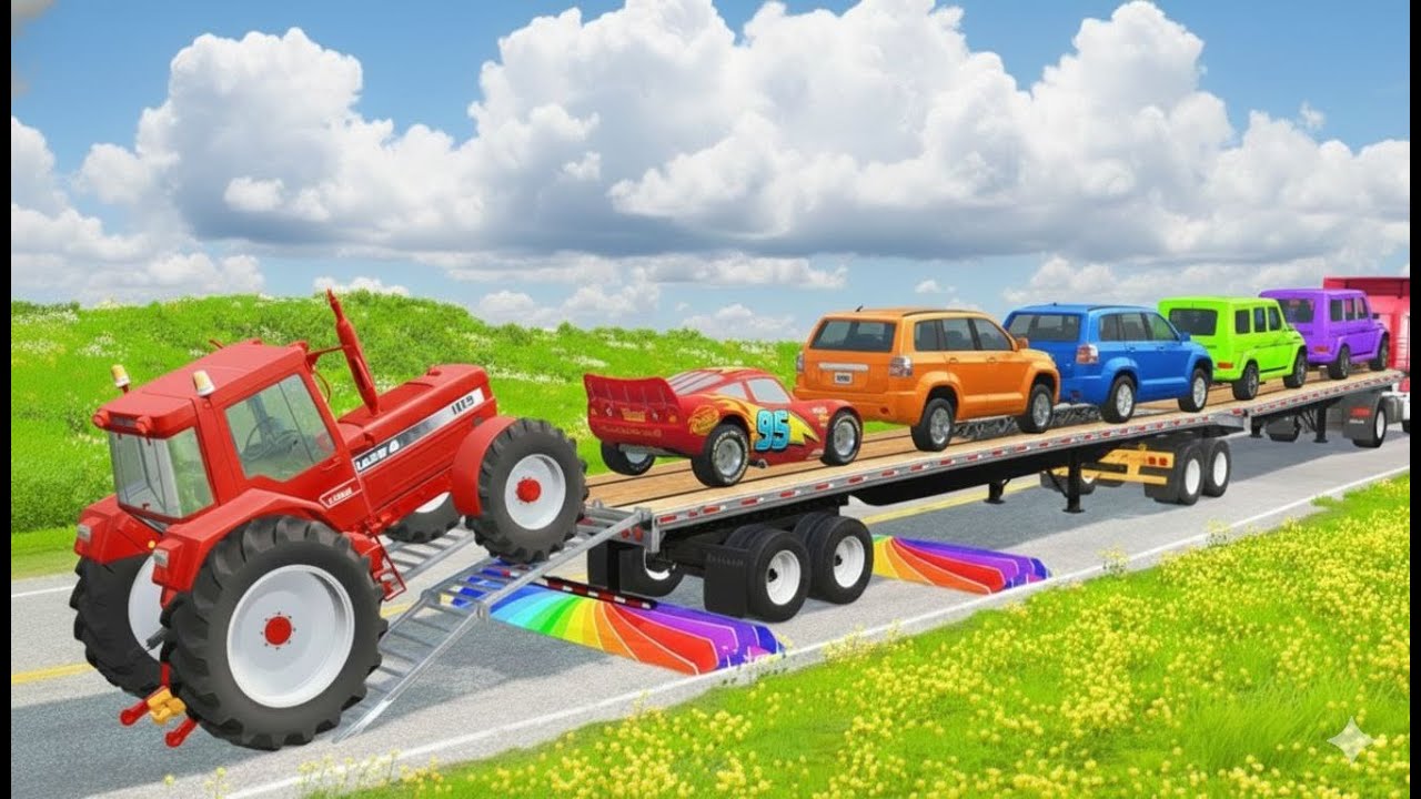 Flatbed Truck McQueen | Transportation with Truck - Pothole vs Car #36 | BeamNG.Drive Gameplay