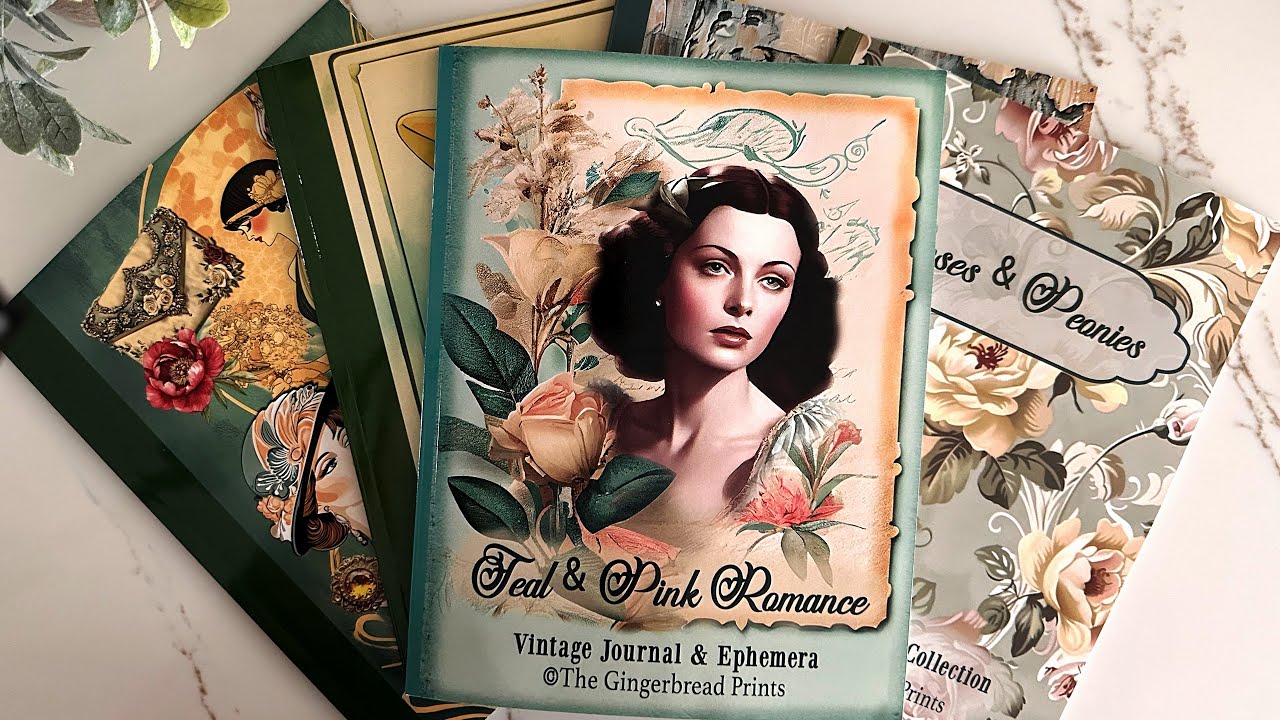 New Journal Ephemera Grunge Floral Background Paper Books Flip Through #thegingerbreadprints #ASMR