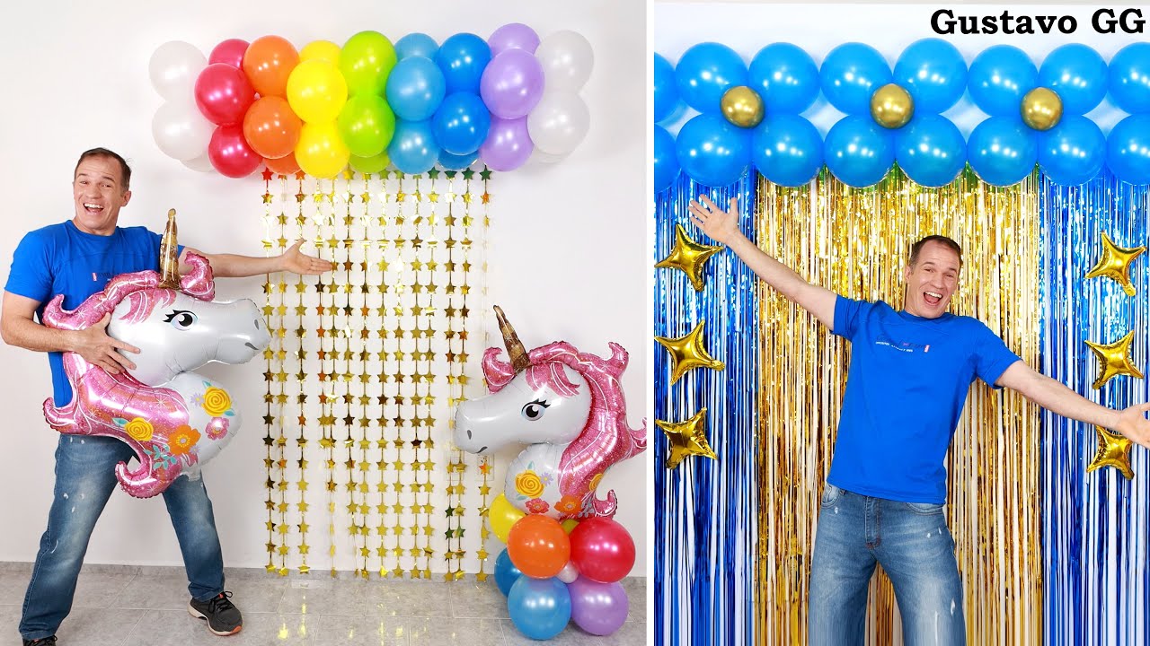 DECORACIONES PARA CUMPLEAÑOS ✨(faciles y rapidas 😊👍) decoración con globos - gustavo gg
