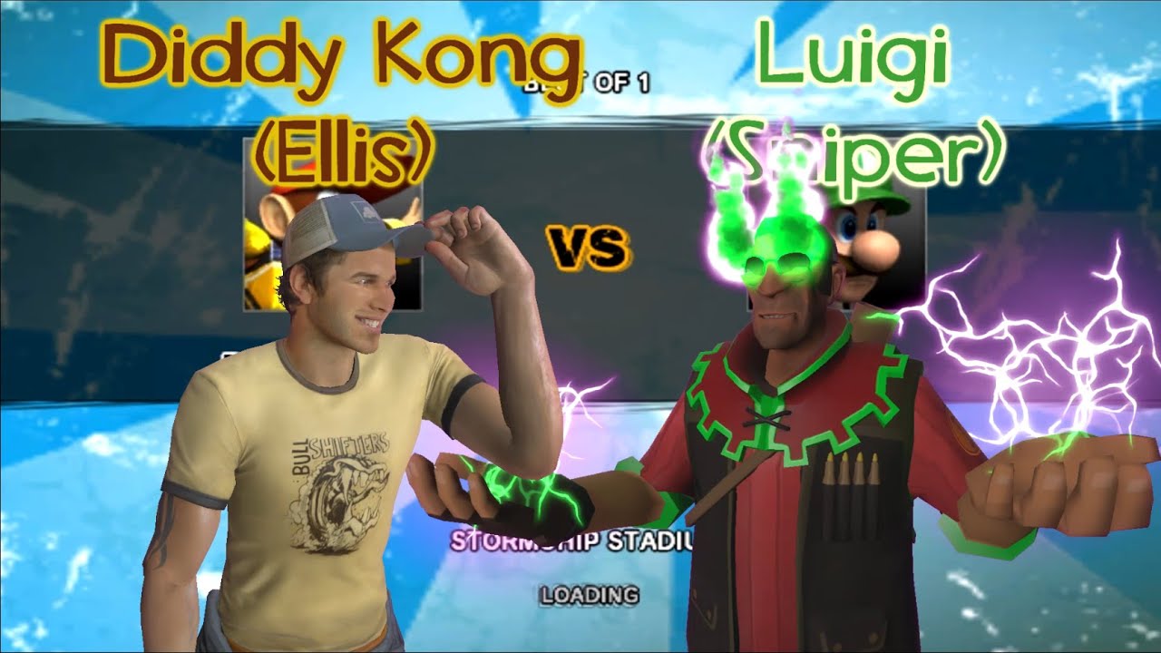 TF2 Mario Strikers Charged: Diddy Kong (Ellis) vs Luigi (Sniper)