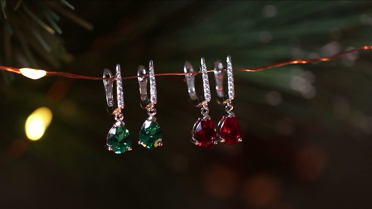 RUBY AND EMERALD DROP DANGLER EARRINGS FOR WOMEN