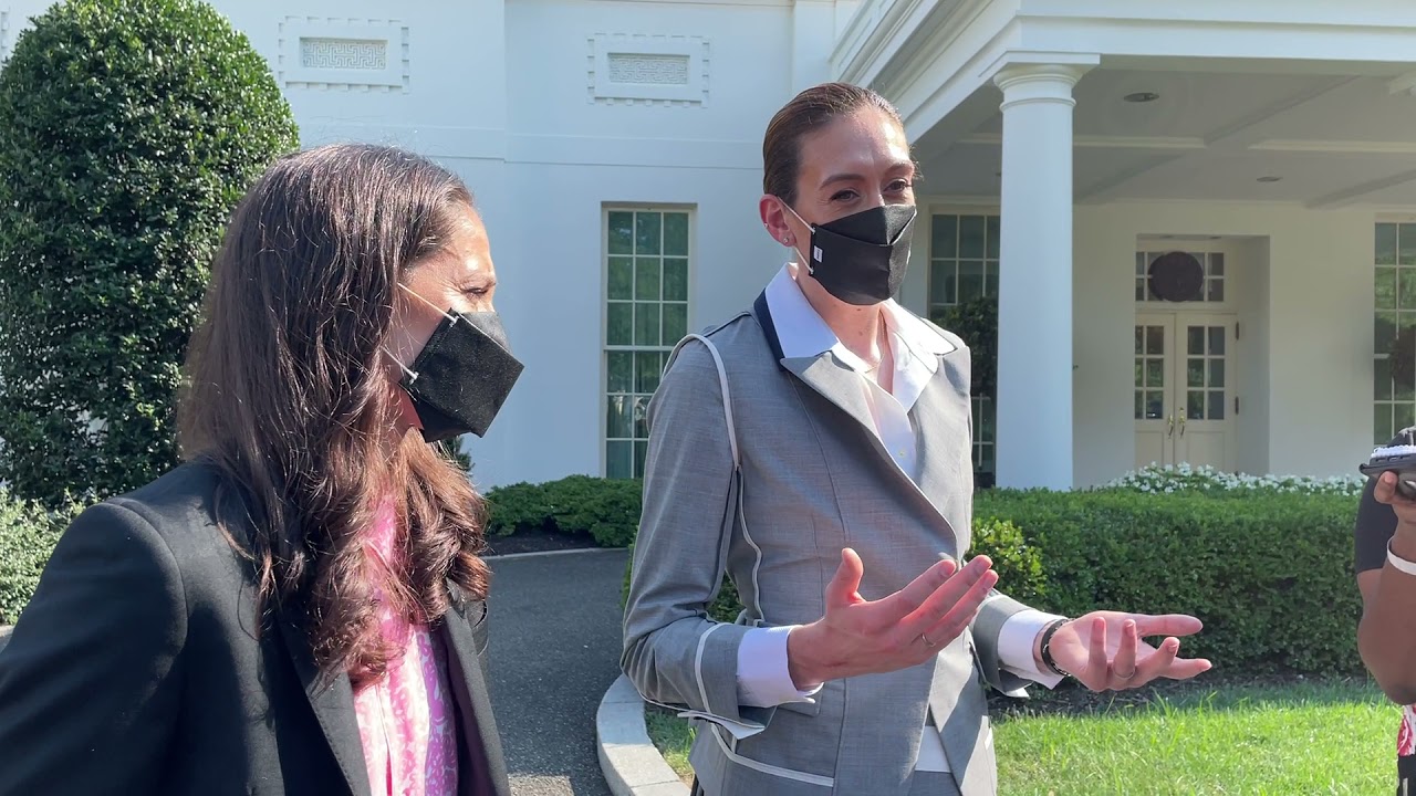 Sue Bird and Breanna Stewart after White House visit