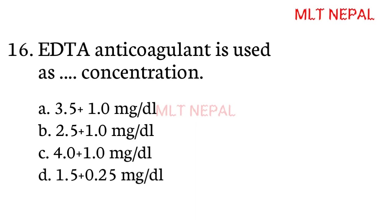27 - Haematology MCQs for Lab technician license exam | NHPC license exam question | CMLT license