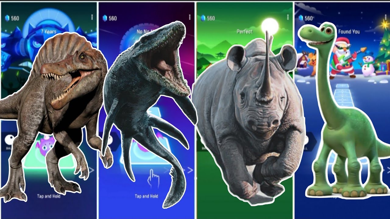 Jurassic World Dinosaur 🆚 Megalodon 🆚 Rhino 🆚 Dinosaur || Coffin Dance Song Tiles Hop Edm Rush