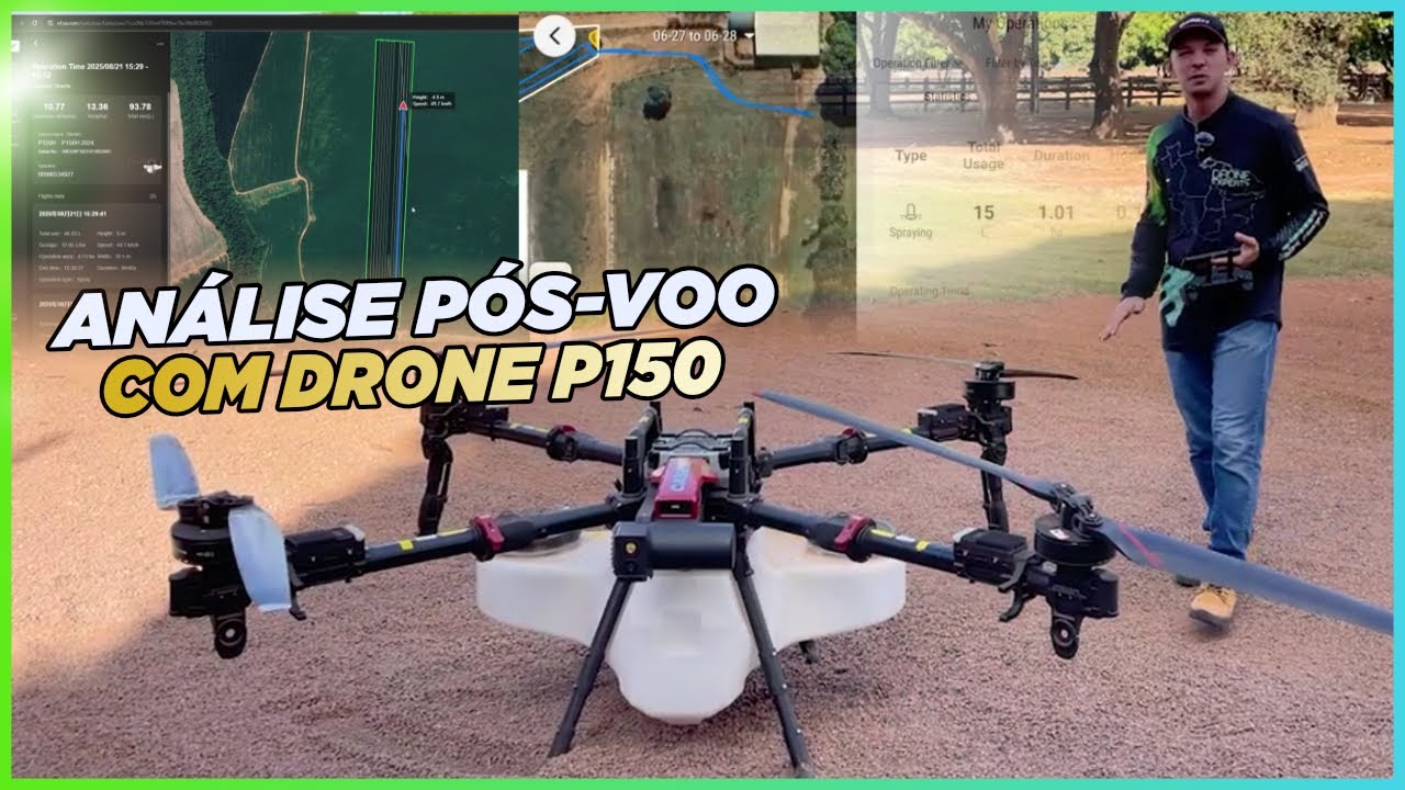 Análise Pós-Voo com Drone P150: Relatórios Profissionais e Histórico de Pulverização Agrícola