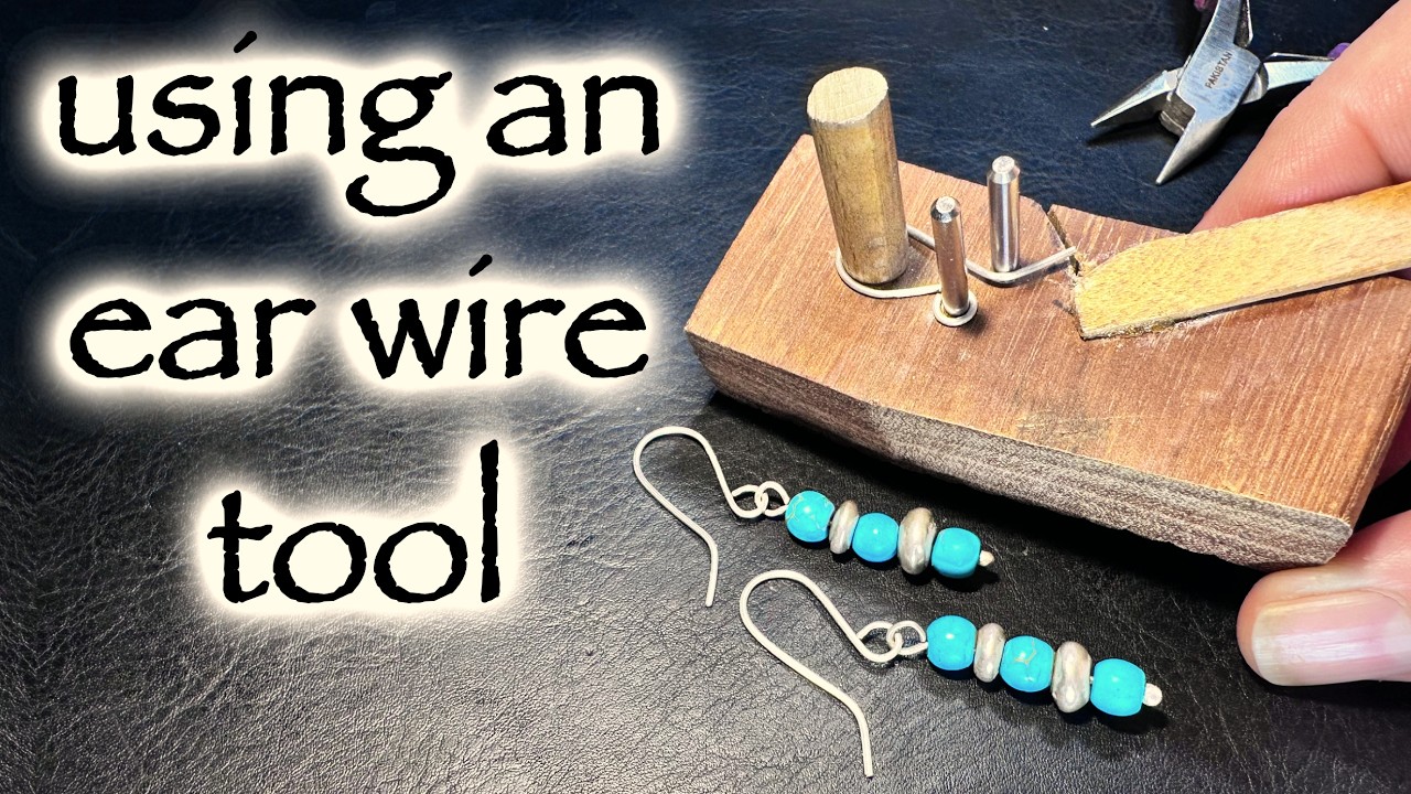 DIY crafting hook earrings by using homemade ear wire tool.