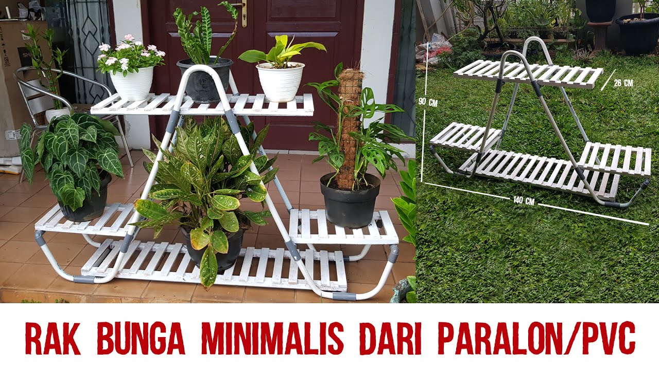 CARA MEMBUAT RAK BUNGA DARI PARALON / PVC - making flower shelves from pvc pipes