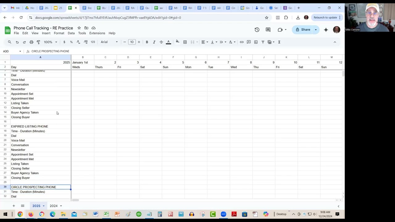 CBA0005 - Prospect Tracking Spreadsheet for a real estate agent.