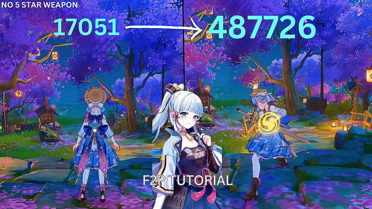 F2P AYAKA 487k Nuke Tutorial Skill Nuke showcase No 5 Star Weapon Best Build [ Genshin Impact ]