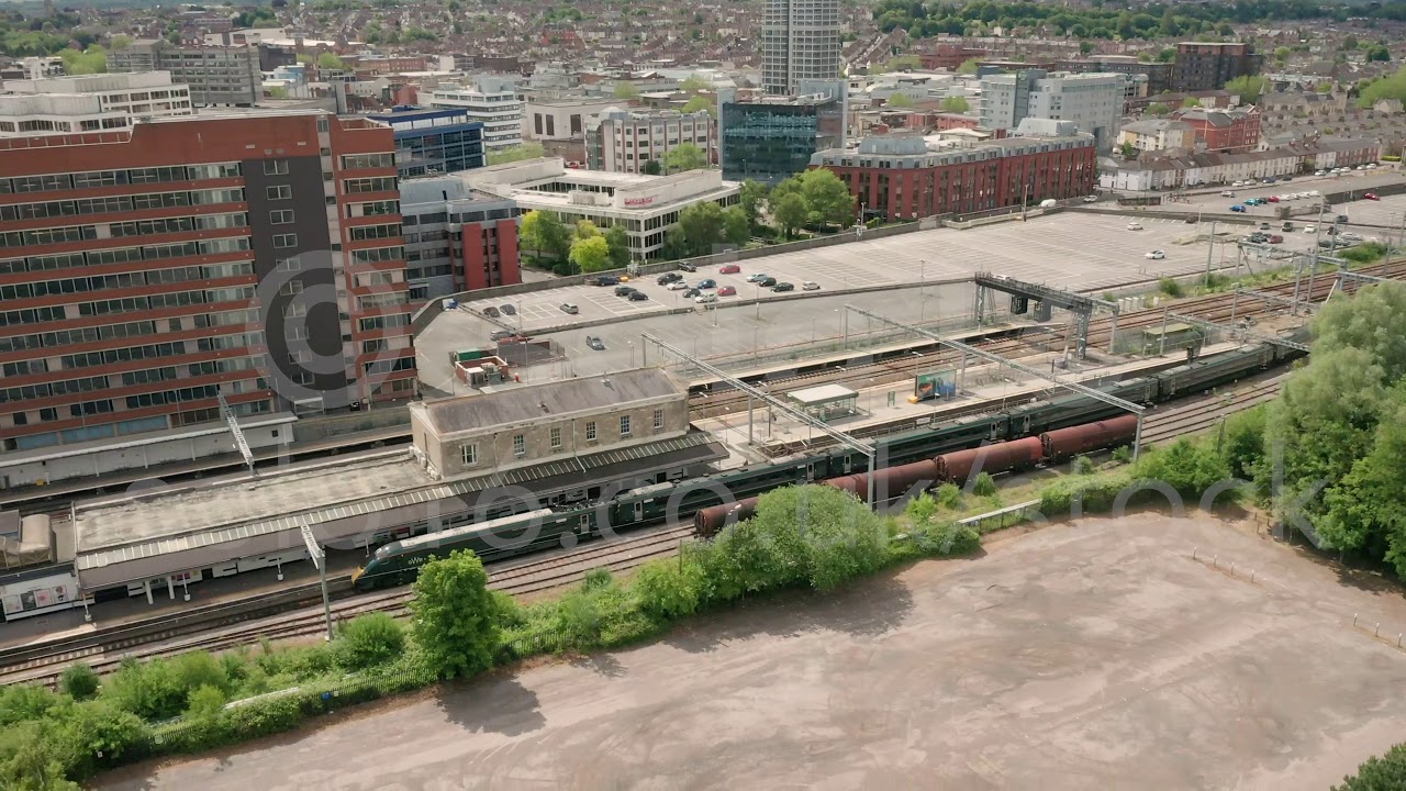 Swindon Railway Station From Above - THIS FOOTAGE IS FOR SALE.