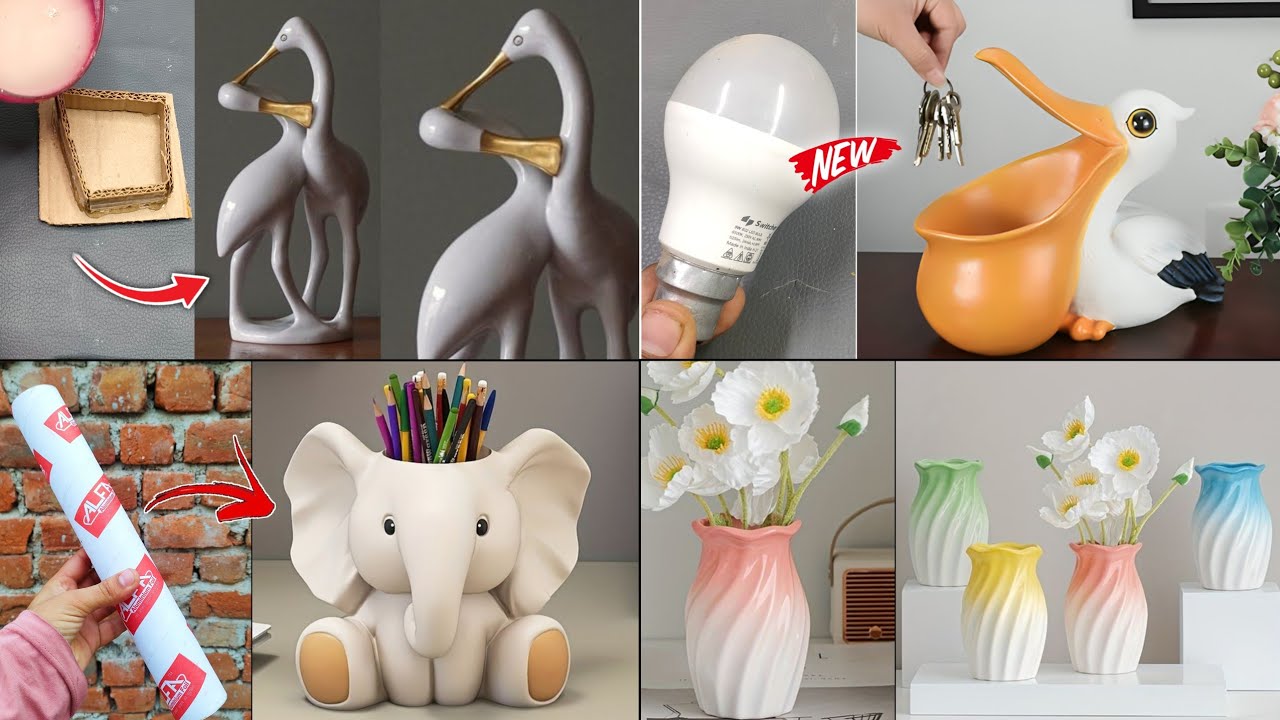4 Easy White Cement craft ideas // Home Decoration // showpiece // Cement Corner