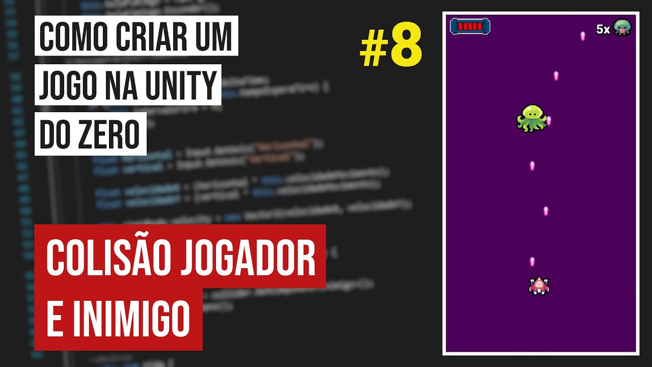 Como criar um jogo na Unity do zero - #8 Colisão entre o jogador e o inimigo