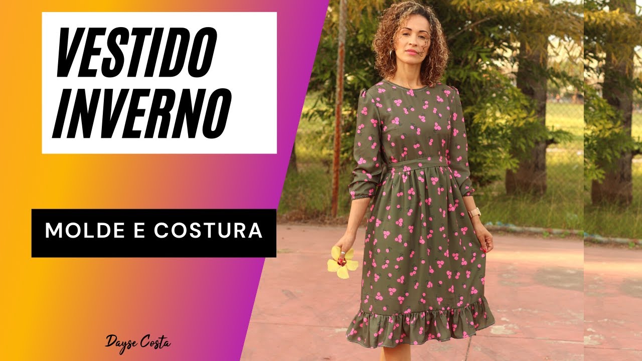 Vestido Midi Camadas e Mangas Longas Inverno | Dayse Costa