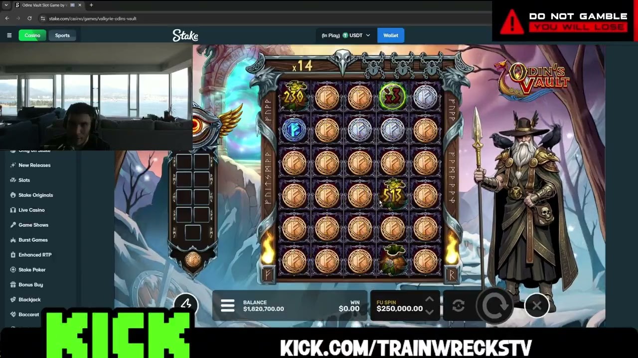 Trainwreckstv hits a CRAZY board on the new Stake only slot Odins Vault, hitting over 50,000x!