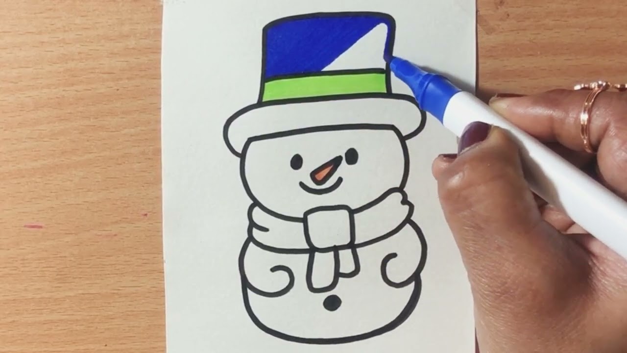 How to draw cute snowman ☃️ || Easy drawing for kids 