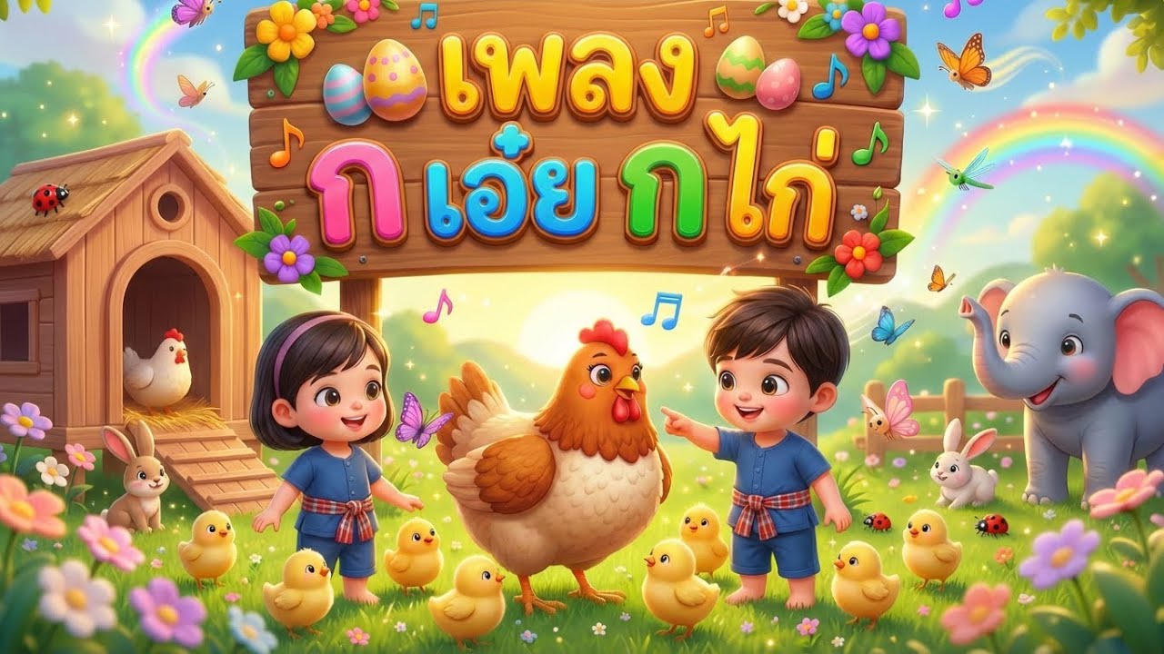 เพลง ก เอ๋ย ก ไก่ (พยัญชนะไทย ก-ฮ) l เพลงเด็กฟังเพลินๆ  Learning Thai Alphabet for Beginners 