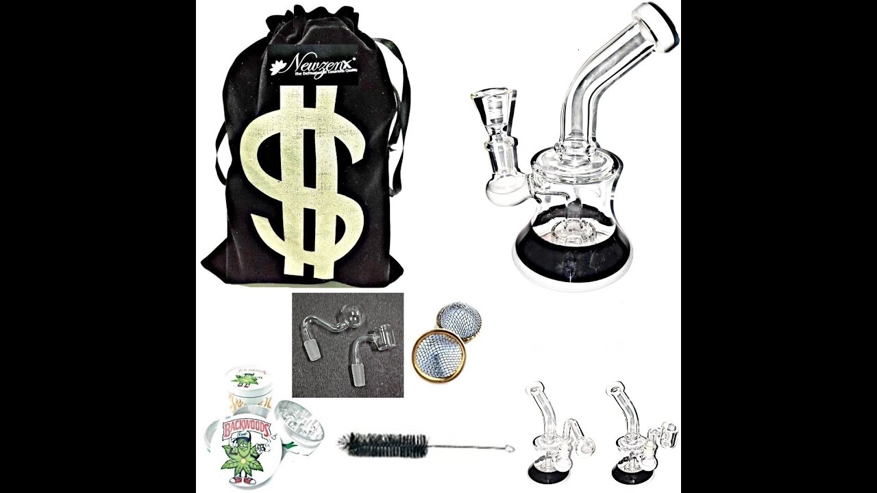 Newzenx&reg; Glass Showerhead Bong 8-Inch Black & White Bong (for Oil/Honey/Meth/Weed/All-in-One Bong)