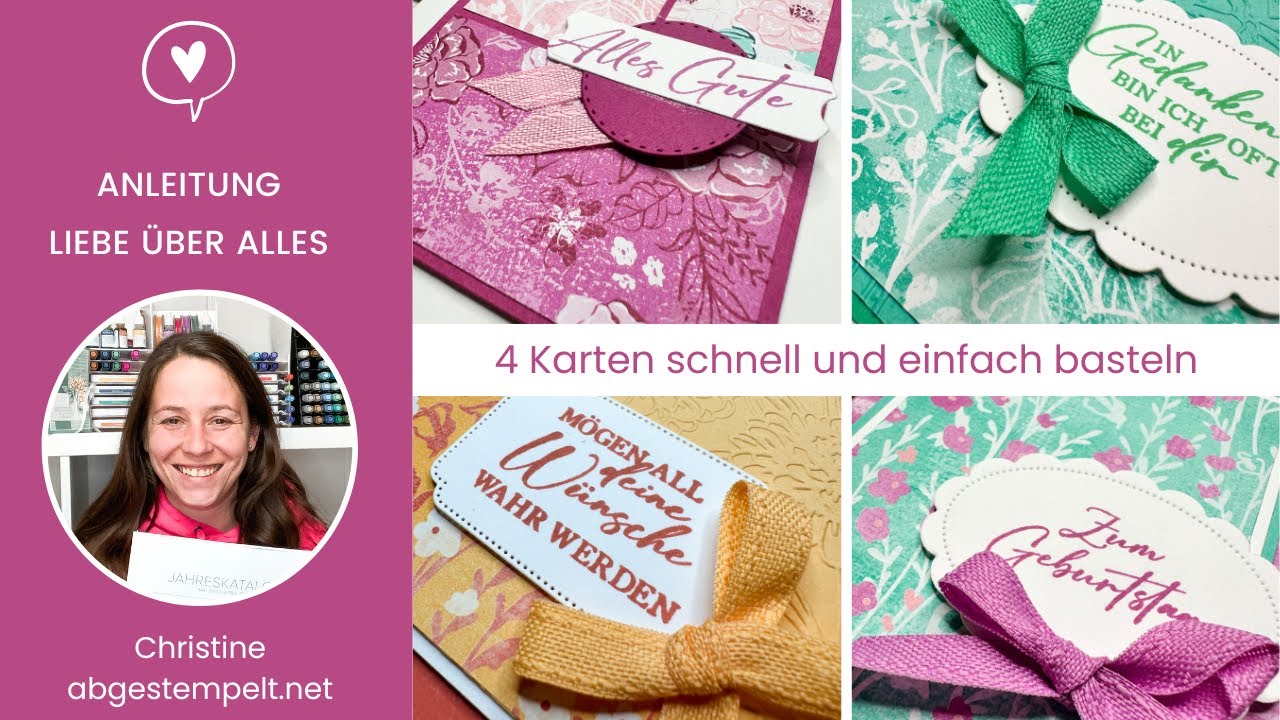 Anleitung 4 Karten einfach und schnell basteln⎜In Color 2024 & Liebe über alles ⎜Stampin' Up!®