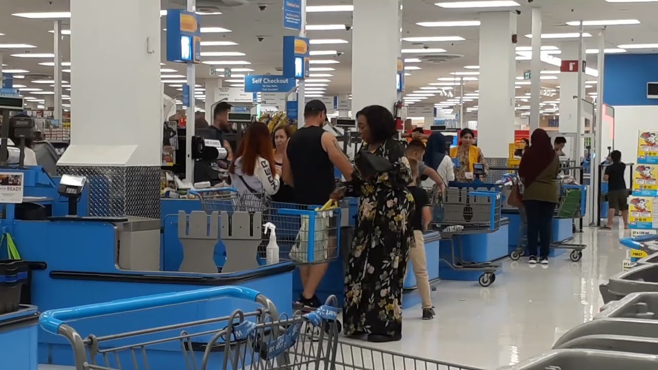 Self checkout on the first floor at Walmart Supercentre at Square One Shopping Centre Mall