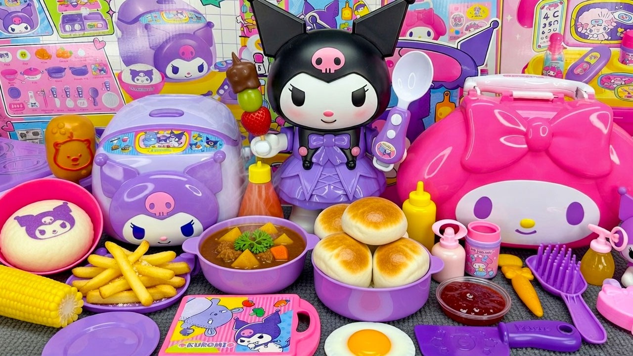 ASMR 63 Minutes Sanrio Cooking Toy Kuromi Kitchen Playset 🍳 쿠로미 요리놀이 Satisfying Unboxing 🍽️