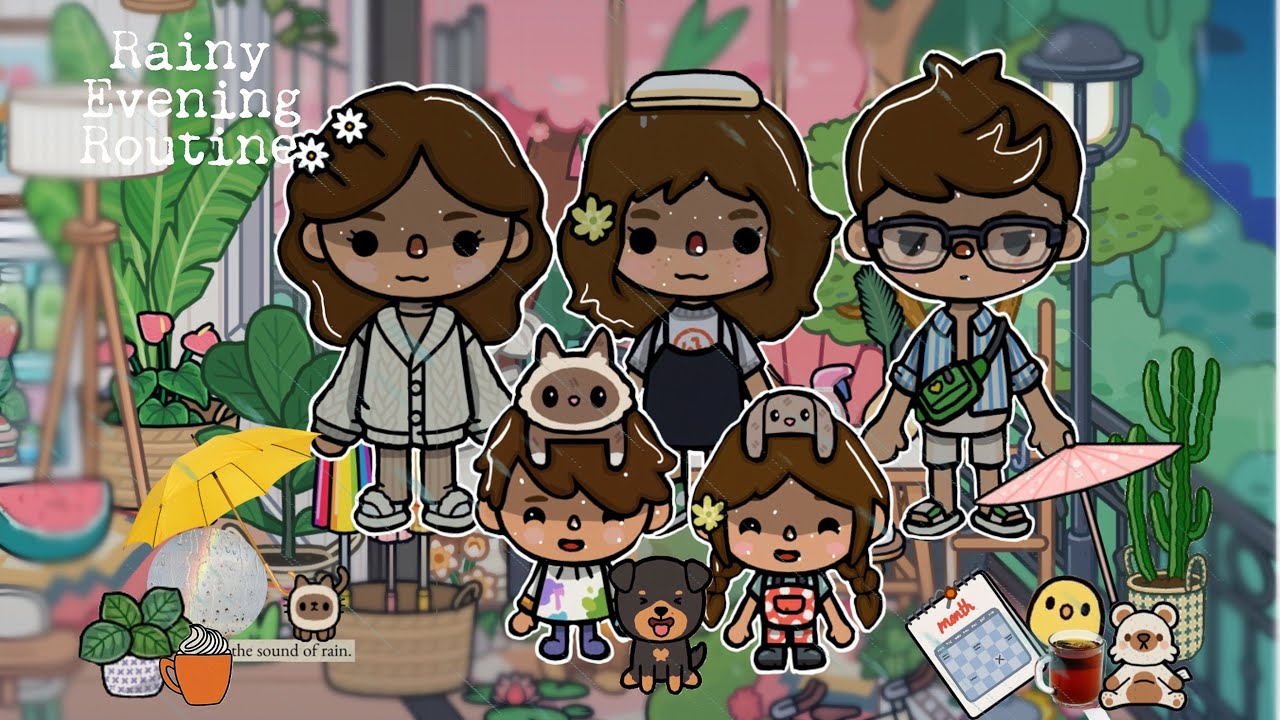 Rainy evening routine 🐛🌱🪷🌧️💧l Toca boca roleplay l 