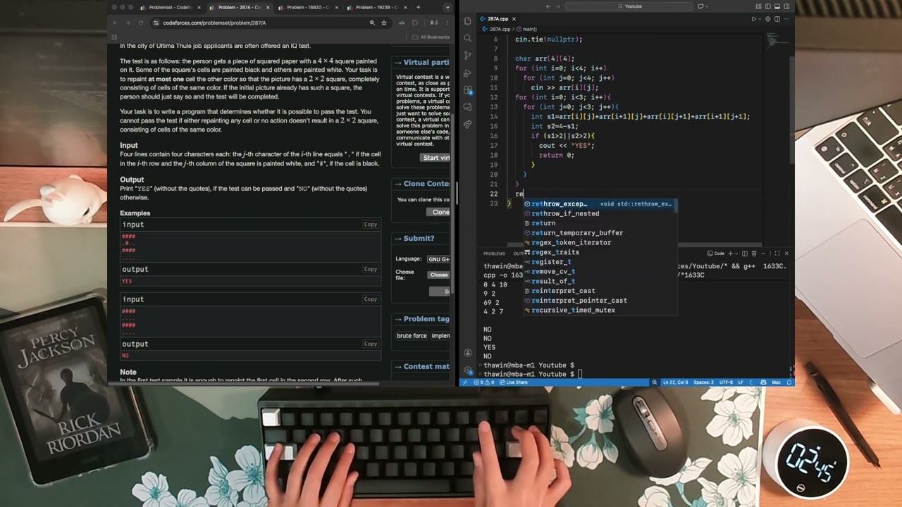 Codeforces | C++ | Rated 1100 | HHKB Type-S | real time | no talking | Short 138
