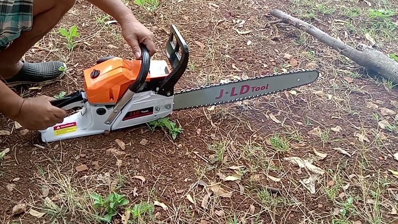 chainsaw sinso 22inch JLD tool baru pertama di hidupkan