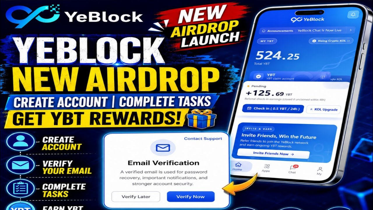 🍁YeBlock New Airdrop Launch | How to Create a YeBlock Account | How to Verify Your YeBlock Airdro...