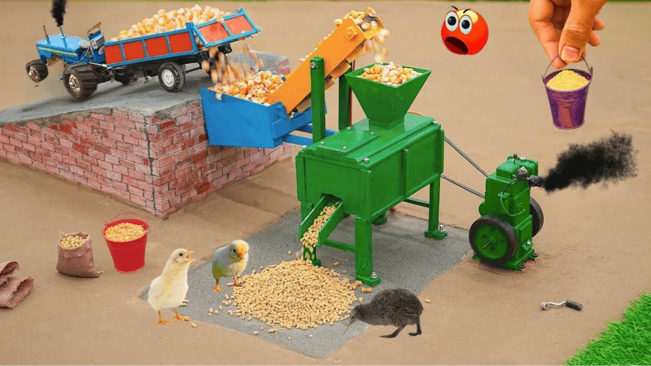 Diy Tractor Feed Processing Making Real Concrete House Science Project | Water Pump Using @spucreato