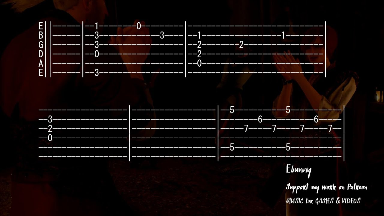 Tavern Medieval Music - Witcher's Dance [Full Acoustic Guitar Tab by Ebunny] Fingerstyle How to Play