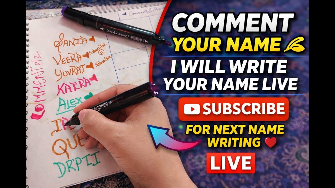 Live Name Writing ✍️ Comment Your Name & Subscribe ❤️” @live 