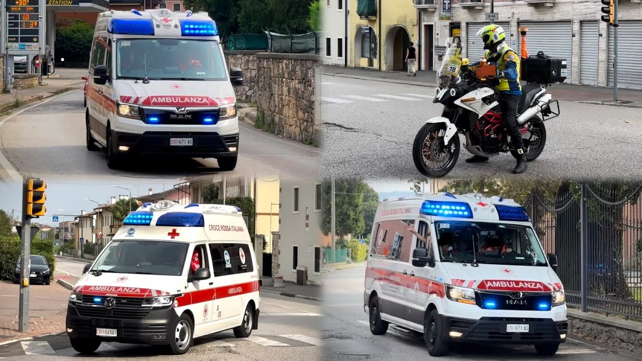 [DOUBLE SIREN - GARA CICLISTICA] Ambulanza T6 + MAN TGE CRI Vicenza in emergenza!!!