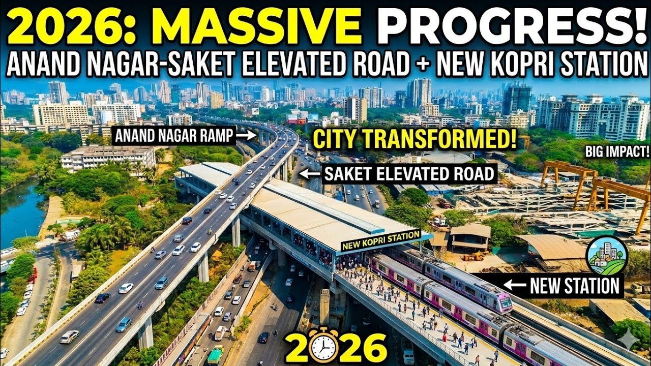 Anand Nagar to Saket Elevated Corridor Update | New Kopri Railway Station 60% Complete | Thane Infra