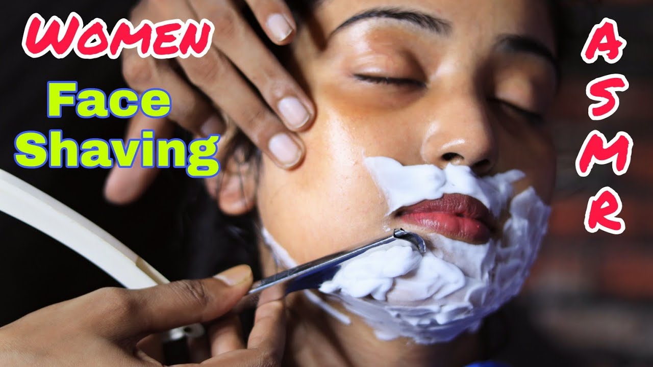 ASMR | Women Face Shaving With Straight Razor | Only ASMR Sound No Blade | Neck Crack | Face Massage