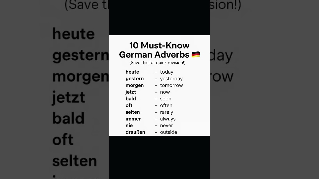 Don&rsquo;t skip this! 👀These 10 German adverbs make your sentences perfect!🗣️ #deutsch #easylearning