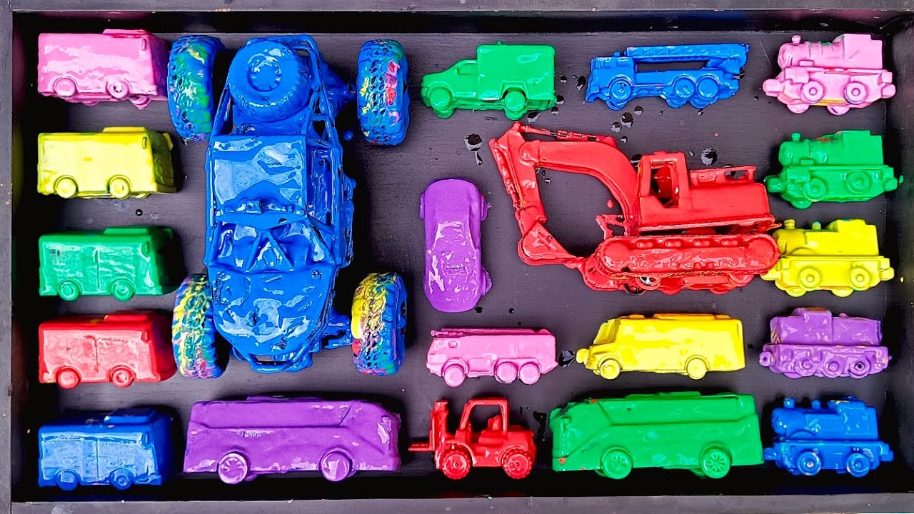 Membersihkan Mainan Mobil Mobilan, Mobil Monster, Excavator, Tayo, Kereta Thomas, Bus Telolet, Truck