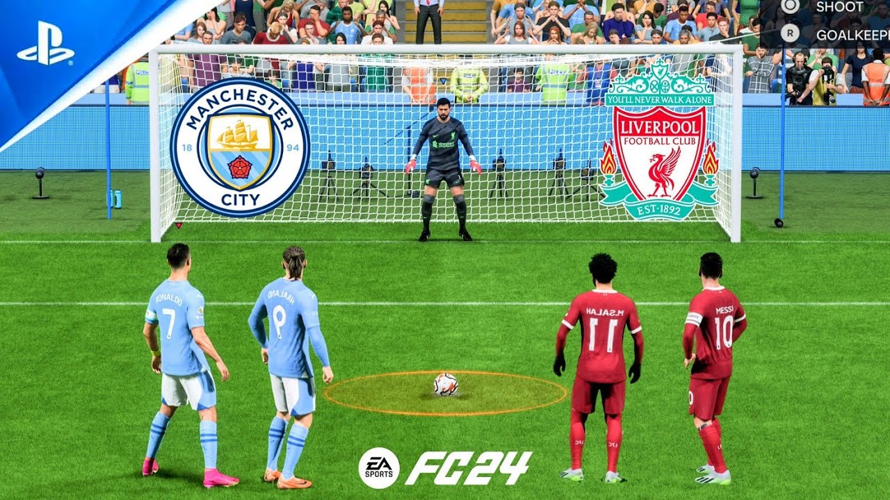 FC 24 | Ronaldo Haaland vs Messi Salah | Manchester City vs Liverpool | Penalty Shootout - PS5