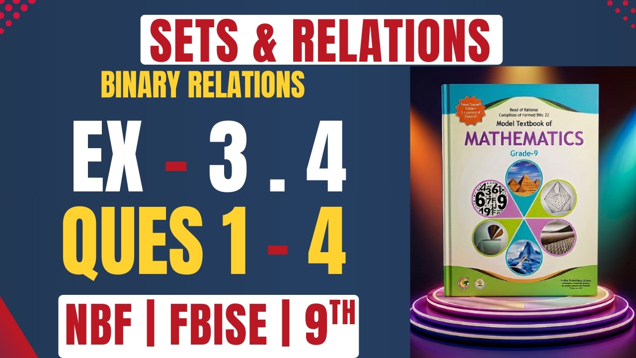 Maths Class 9 Unit 3 | Sets & Relations | Exercise 3.4 Questions 1-4 | FBISE New Book NBF | O Level
