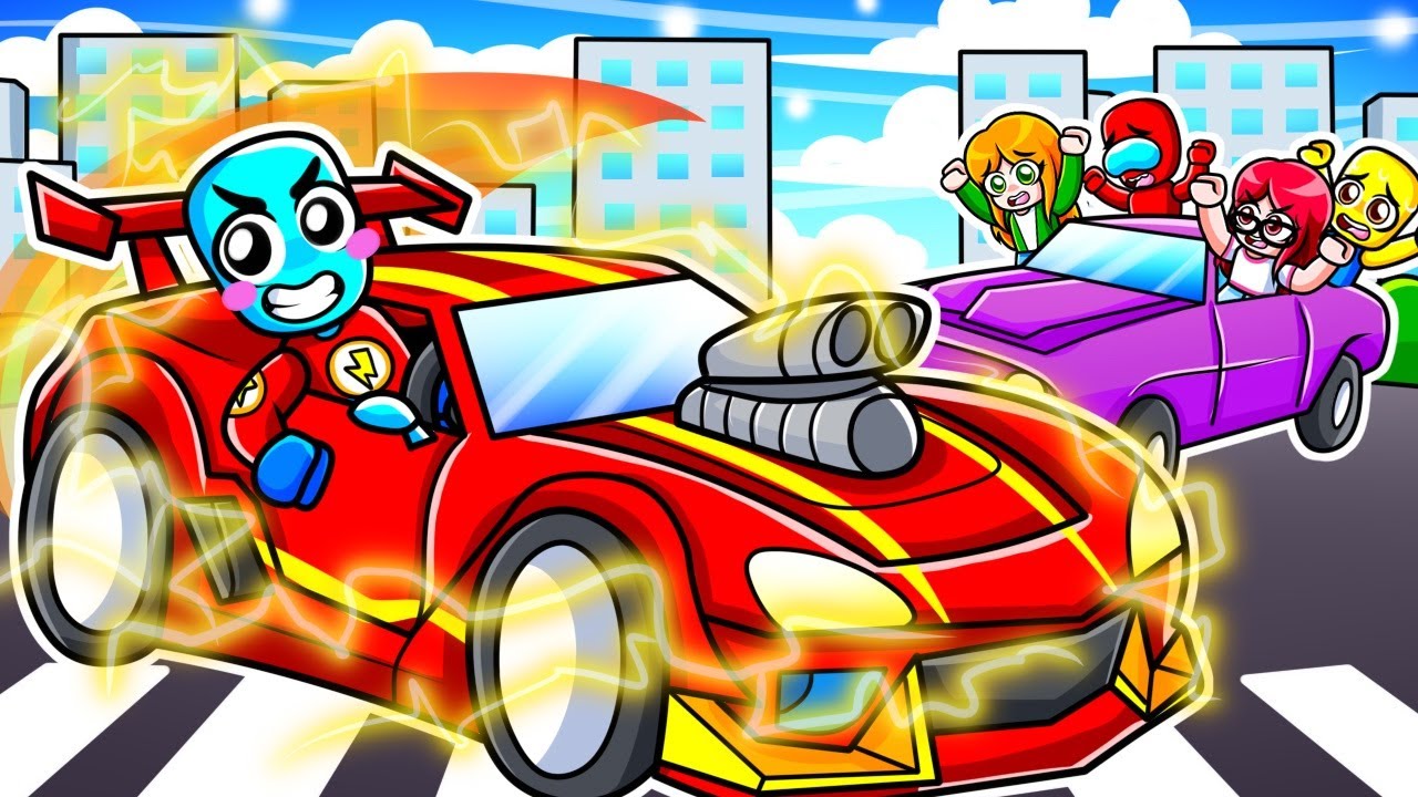 4 Cazadores VS Coche de FLASH en Roblox Driving Empire!